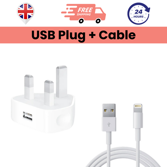 Pack of USB Plug Charger & USB To Lightning Cable