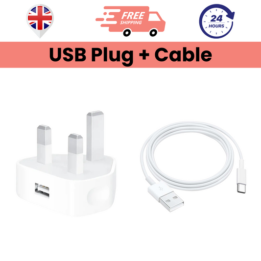 Pack of USB Plug Charger & USB To Type-C Cable